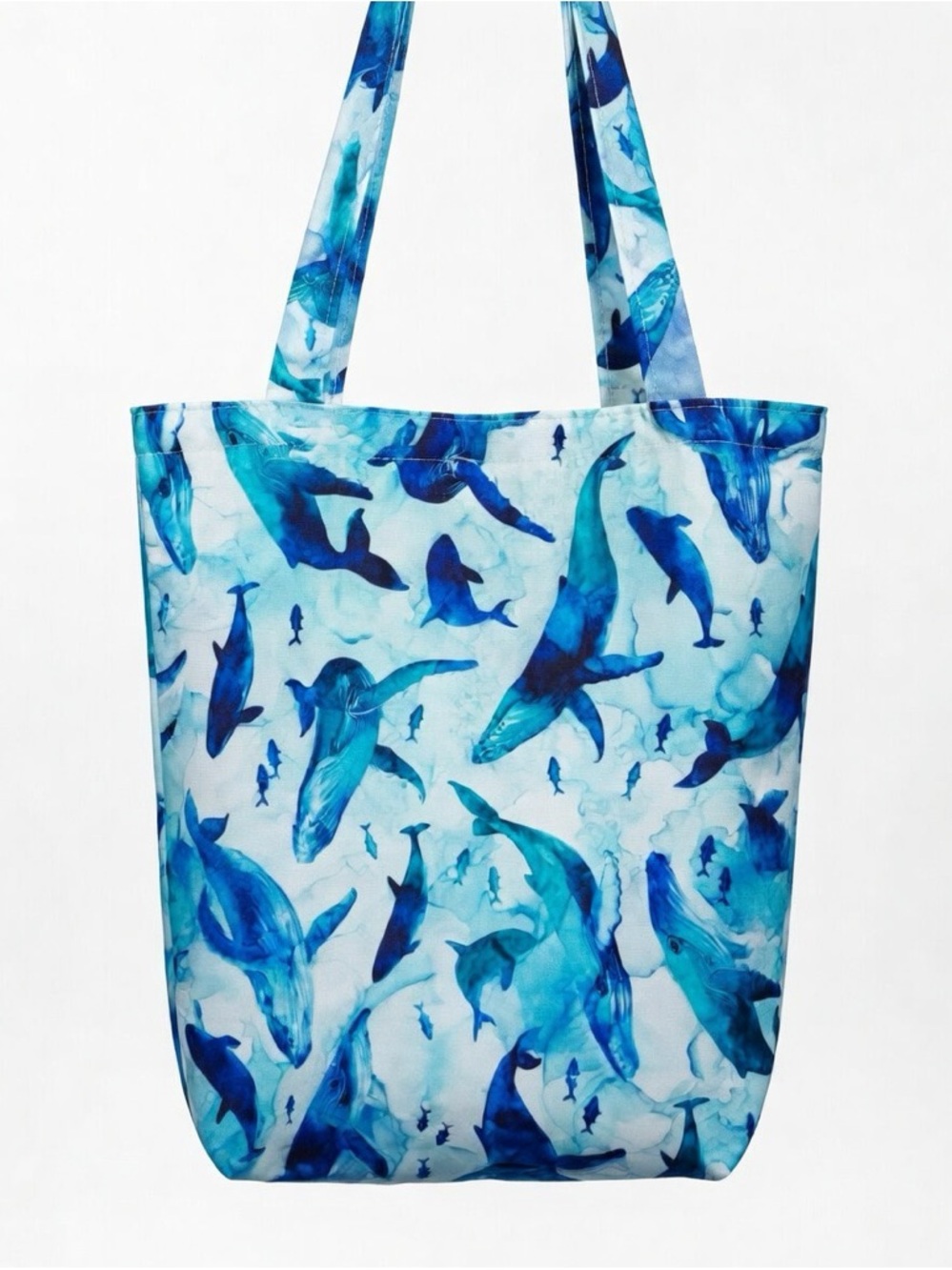 Blue Whale Print Tote Bag